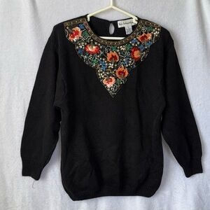 Vintage Vilxi International size large black beaded sweater